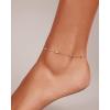 imagePAVOI 14K Gold Plated Charm Link Chain Anklets for Women  Dainty Cubic Zirconia Boho Dot Evil Eye Star Station Solitaire Pearl Beaded Festival Adjustable Gold AnkletsStation