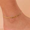 imagePAVOI 14K Gold Plated Charm Link Chain Anklets for Women  Dainty Cubic Zirconia Boho Dot Evil Eye Star Station Solitaire Pearl Beaded Festival Adjustable Gold AnkletsStar