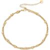 imagePAVOI 14K Gold Plated Charm Link Chain Anklets for Women  Dainty Cubic Zirconia Boho Dot Evil Eye Star Station Solitaire Pearl Beaded Festival Adjustable Gold AnkletsBeaded