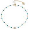 imagePAVOI 14K Gold Plated Charm Link Chain Anklets for Women  Dainty Cubic Zirconia Boho Dot Evil Eye Star Station Solitaire Pearl Beaded Festival Adjustable Gold AnkletsEvil Eye