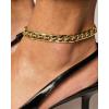 imagePAVOI 14K Gold Plated Chunky Curb Chain Anklet for Women  Lightweight Flat Curb Link Chain AnkletsYellow Gold