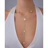 imagePAVOI 14K Gold Plated Drop Lariat Chain for Women  Gold Cubic Zirconia Long Necklace  Station Star Layered Beaded Y NecklaceYellow Gold