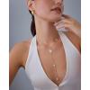 imagePAVOI 14K Gold Plated Drop Lariat Chain for Women  Gold Cubic Zirconia Long Necklace  Station Star Layered Beaded Y NecklaceYellow Gold