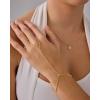 imagePAVOI 14K Gold Plated Freshwater Pearl Gold Hand Chain Bracelet for Women  Trendy Ring Bracelet Hand Chain Body JewelryWhite Gold