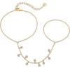 imagePAVOI 14K Gold Plated Freshwater Pearl Gold Hand Chain Bracelet for Women  Trendy Ring Bracelet Hand Chain Body JewelryYellow Gold