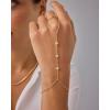 imagePAVOI 14K Gold Plated Freshwater Pearl Gold Hand Chain Bracelet for Women  Trendy Ring Bracelet Hand Chain Body JewelryYellow Gold