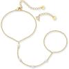 imagePAVOI 14K Gold Plated Freshwater Pearl Gold Hand Chain Bracelet for Women  Trendy Ring Bracelet Hand Chain Body JewelryYellow Gold