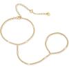 imagePAVOI 14K Gold Plated Freshwater Pearl Gold Hand Chain Bracelet for Women  Trendy Ring Bracelet Hand Chain Body JewelryYellow Gold