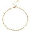imagePAVOI 14K18K Gold Plated Charm Link Flat Gold Anklets for Women  Beaded Marina Link Mariner Paperclip Snake Chain Jewelry AnkletsPaperclip