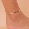 imagePAVOI 14K18K Gold Plated Charm Link Flat Gold Anklets for Women  Beaded Marina Link Mariner Paperclip Snake Chain Jewelry AnkletsSnakeL