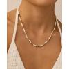 imagePAVOI 14K18K Gold Plated Dainty Pearl Necklaces for Women  Station Beaded Choker Paperclip Chain Gold Pearl Necklace Bridal JewelryWhite Gold