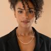 imagePAVOI 14K18K Gold Plated Dainty Pearl Necklaces for Women  Station Beaded Choker Paperclip Chain Gold Pearl Necklace Bridal JewelryYellow Gold