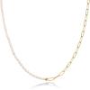 imagePAVOI 14K18K Gold Plated Dainty Pearl Necklaces for Women  Station Beaded Choker Paperclip Chain Gold Pearl Necklace Bridal JewelryYellow Gold