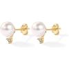 imagePAVOI 18K Gold Plated 925 Sterling Silver Post Cubic Zirconia  AAA Quality Handpicked Freshwater Cultured Stud Button Pearl EarringsYellow Gold