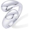 imagePAVOI 14K Gold Plated Chunky Open Twist Stackable Rings for Women  Bold Crossover Statement Ring BandWhite Gold