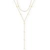 imagePAVOI 14K Gold Plated Drop Lariat Chain for Women  Gold Cubic Zirconia Long Necklace  Station Star Layered Beaded Y NecklaceYellow Gold