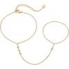 imagePAVOI 14K Gold Plated Freshwater Pearl Gold Hand Chain Bracelet for Women  Trendy Ring Bracelet Hand Chain Body JewelryYellow Gold