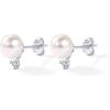 imagePAVOI 18K Gold Plated 925 Sterling Silver Post Cubic Zirconia  AAA Quality Handpicked Freshwater Cultured Stud Button Pearl EarringsWhite Gold