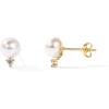 imagePAVOI 18K Gold Plated 925 Sterling Silver Post Cubic Zirconia  AAA Quality Handpicked Freshwater Cultured Stud Button Pearl EarringsYellow Gold