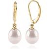 imagePAVOI Handpicked AAA Quality Freshwater Cultured Pearl Earrings Leverback Dangle Stud Pearl EarringsYellow Gold
