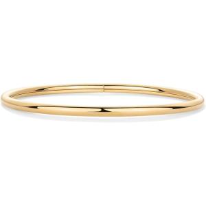 imagePAVOI 14K Gold Plated Bangle Bracelet for Women  Classic Lightweight Stacking Stainless Steel Bracelet  Single ampamp 2Pack BanglesYellow Gold