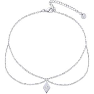 imagePAVOI 14K Gold Plated Charm Link Chain Anklets for Women  Dainty Cubic Zirconia Boho Dot Evil Eye Star Station Solitaire Pearl Beaded Festival Adjustable Gold AnkletsBoho
