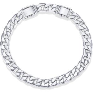 imagePAVOI 14K Gold Plated Chunky Curb Chain Anklet for Women  Lightweight Flat Curb Link Chain AnkletsWhite Gold