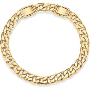 imagePAVOI 14K Gold Plated Chunky Curb Chain Anklet for Women  Lightweight Flat Curb Link Chain AnkletsYellow Gold