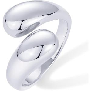 imagePAVOI 14K Gold Plated Chunky Open Twist Stackable Rings for Women  Bold Crossover Statement Ring BandWhite Gold