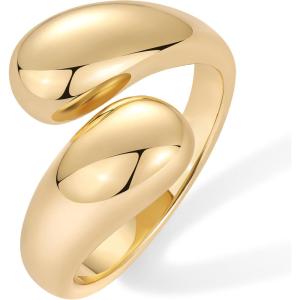 imagePAVOI 14K Gold Plated Chunky Open Twist Stackable Rings for Women  Bold Crossover Statement Ring BandYellow Gold