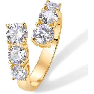 imagePAVOI 14K Gold Plated Cubic Zirconia Crossover Chunky Eternity Ring for Women  Open Twist Stackable Bands  CZ Statement RingsYellow Gold