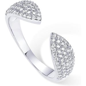 imagePAVOI 14K Gold Plated Cuff Statement Ring for Women  Cubic Zirconia Eternity Bands  Open Stackable Rings for WomenWhite Gold