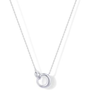 imagePAVOI 14K Gold Plated Dainty Interlock Pendant Necklace for Women  Circle Link Pendant NecklacesWhite Gold