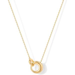 imagePAVOI 14K Gold Plated Dainty Interlock Pendant Necklace for Women  Circle Link Pendant NecklacesYellow Gold