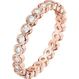 imagePAVOI 14K Gold Plated Rings with Cubic Zirconia  28mm Stackable for Women  Gold Love RingRose Gold