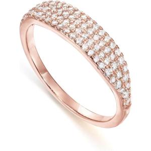 imagePAVOI 14K Gold Plated Slim Signet Ring with Sparkling Cubic Zirconia  Lightweight Dainty Statement Rings for Women  Everyday JewelryRose Gold