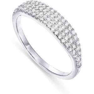 imagePAVOI 14K Gold Plated Slim Signet Ring with Sparkling Cubic Zirconia  Lightweight Dainty Statement Rings for Women  Everyday JewelryWhite Gold