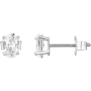 imagePAVOI 14K Gold Plated Sterling Silver Cubic Zirconia Stud Earrings for Women  Simulated Diamond CZ EarringsWhite Gold