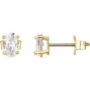 imagePAVOI 14K Gold Plated Sterling Silver Cubic Zirconia Stud Earrings for Women  Simulated Diamond CZ EarringsYellow Gold