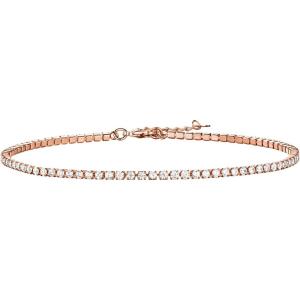 imagePAVOI 14K Gold Plated Tennis Anklets for Women  Tennis Ankle Bracelet for WomenRose Gold