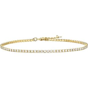 imagePAVOI 14K Gold Plated Tennis Anklets for Women  Tennis Ankle Bracelet for WomenYellow Gold