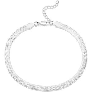 imagePAVOI 14K18K Gold Plated Charm Link Flat Gold Anklets for Women  Beaded Marina Link Mariner Paperclip Snake Chain Jewelry AnkletsSnakeL