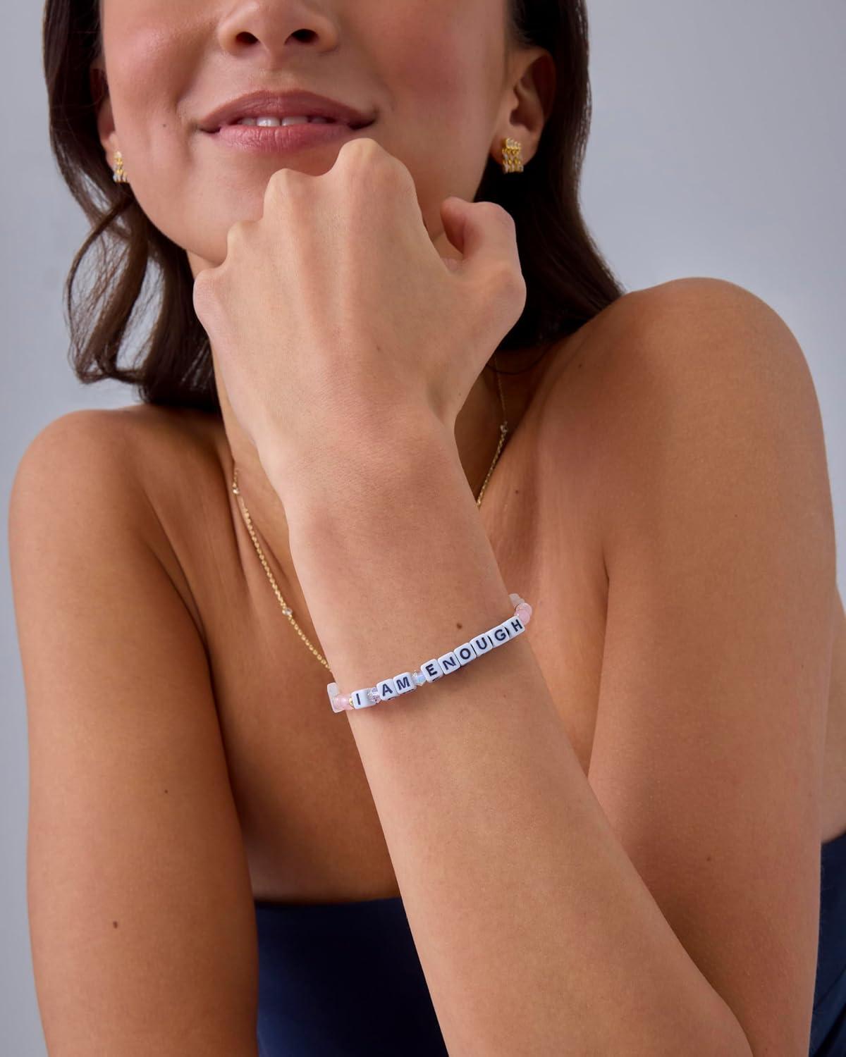 imagePAVOI 14K Gold Plated Colored Mantra Evil Eye Beaded Gemstone Bracelets for Women  Adjustable Friendship Beaded Bracelets with Words  I Am Enough Fearless Breathe Good Energy In My Era Grateful You Got This Affirmation BraceletI Am Enough