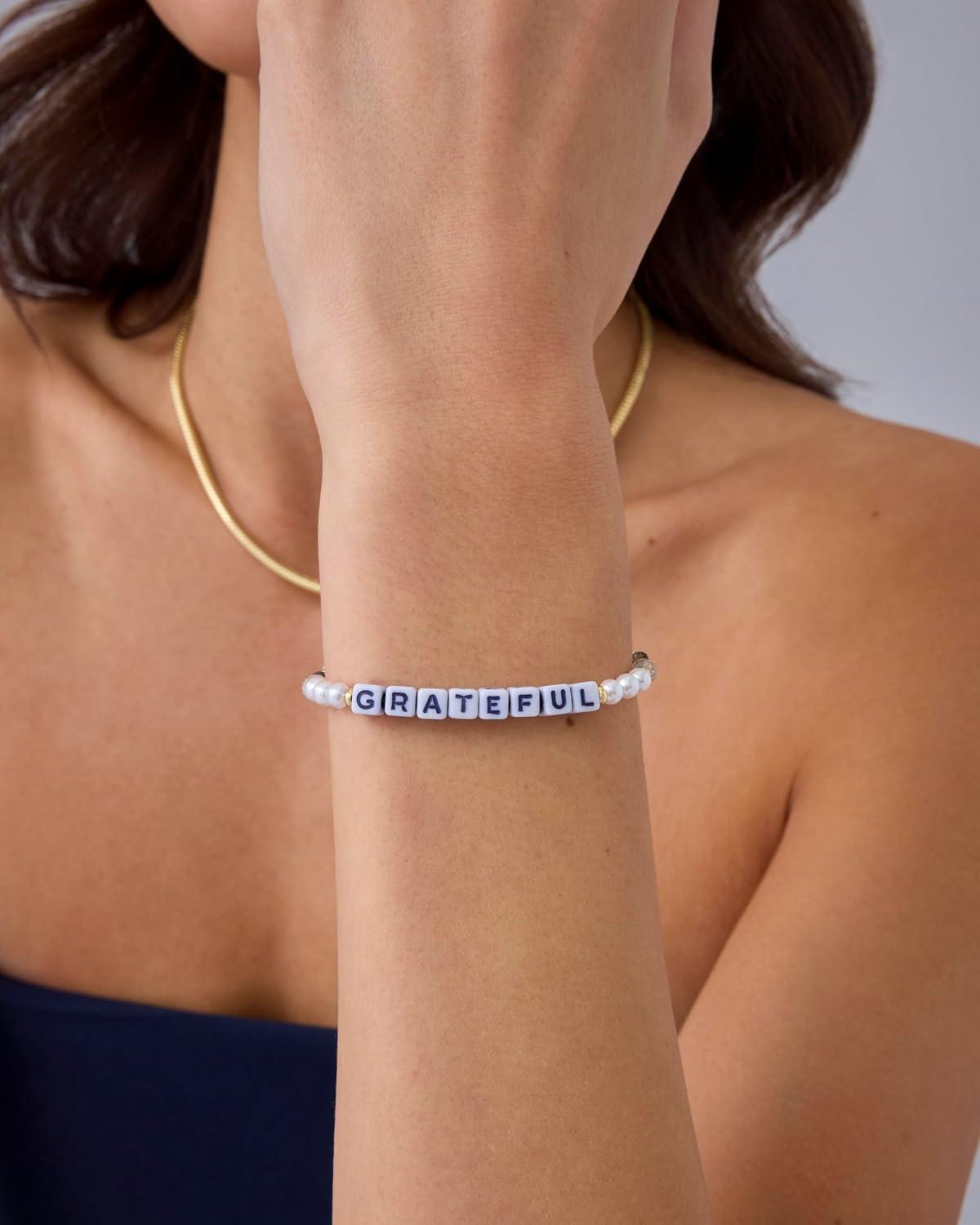 imagePAVOI 14K Gold Plated Colored Mantra Evil Eye Beaded Gemstone Bracelets for Women  Adjustable Friendship Beaded Bracelets with Words  I Am Enough Fearless Breathe Good Energy In My Era Grateful You Got This Affirmation BraceletGrateful