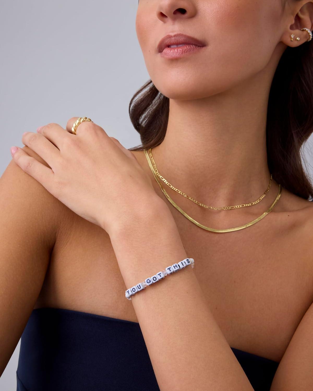 imagePAVOI 14K Gold Plated Colored Mantra Evil Eye Beaded Gemstone Bracelets for Women  Adjustable Friendship Beaded Bracelets with Words  I Am Enough Fearless Breathe Good Energy In My Era Grateful You Got This Affirmation BraceletYou Got This