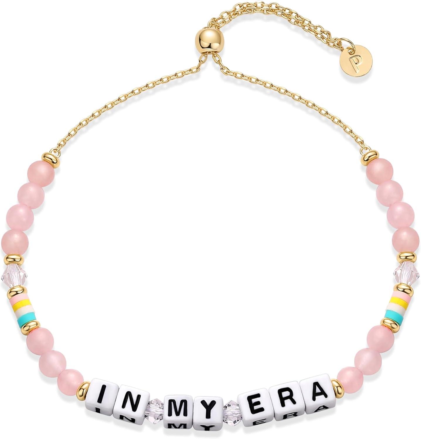 imagePAVOI 14K Gold Plated Colored Mantra Evil Eye Beaded Gemstone Bracelets for Women  Adjustable Friendship Beaded Bracelets with Words  I Am Enough Fearless Breathe Good Energy In My Era Grateful You Got This Affirmation BraceletIn My Era