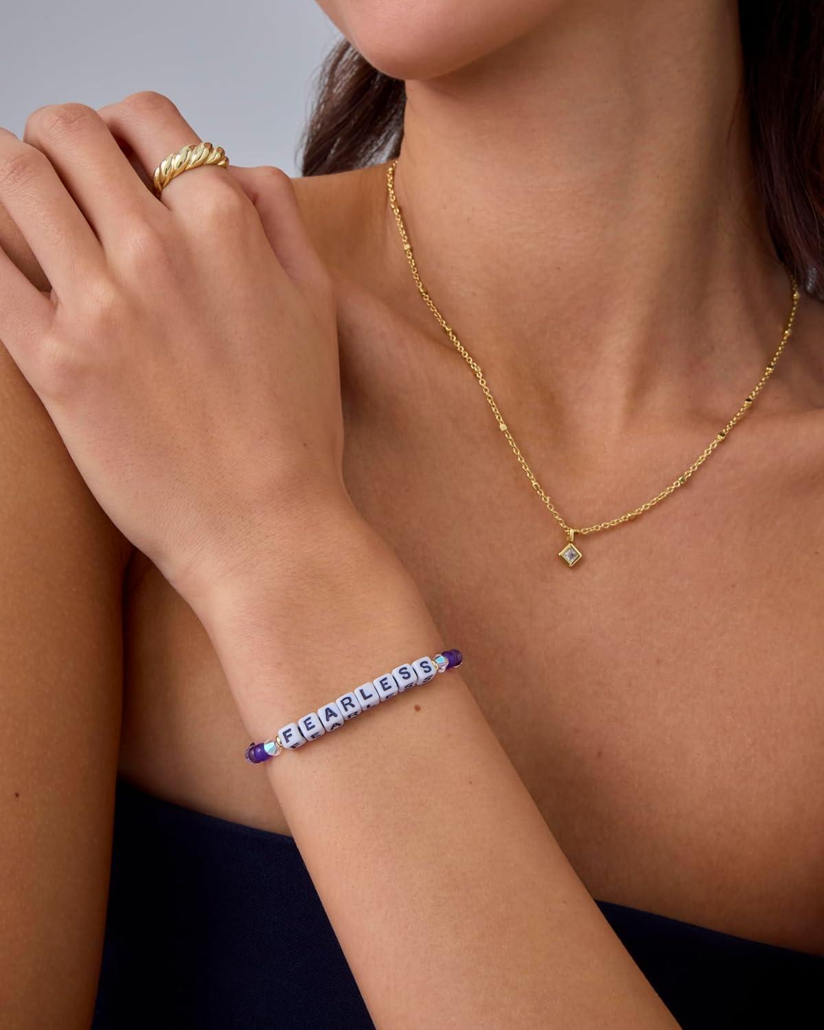 imagePAVOI 14K Gold Plated Colored Mantra Evil Eye Beaded Gemstone Bracelets for Women  Adjustable Friendship Beaded Bracelets with Words  I Am Enough Fearless Breathe Good Energy In My Era Grateful You Got This Affirmation BraceletFearless