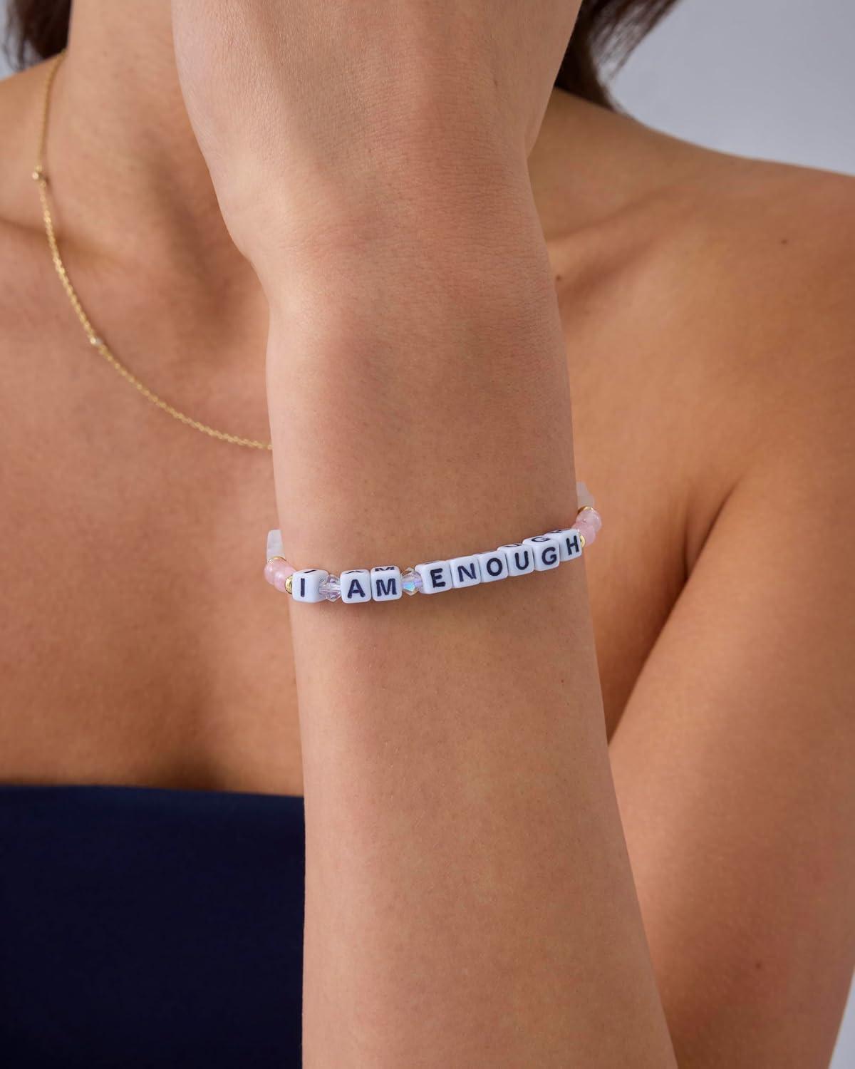 imagePAVOI 14K Gold Plated Colored Mantra Evil Eye Beaded Gemstone Bracelets for Women  Adjustable Friendship Beaded Bracelets with Words  I Am Enough Fearless Breathe Good Energy In My Era Grateful You Got This Affirmation BraceletI Am Enough