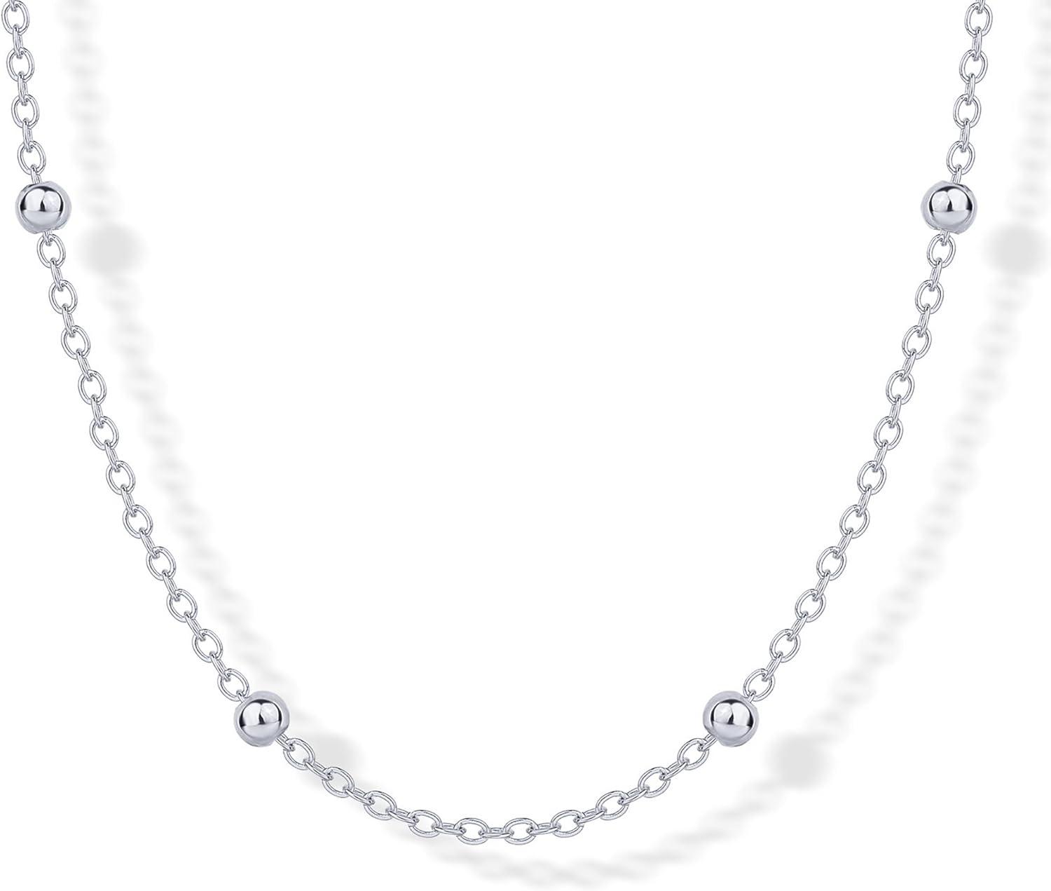 imagePAVOI 14K Gold Plated Small Bead Ball Chain Necklace for Women  Adjustable Dainty Gold Beaded Necklace  Trendy Choker Chain Layering JewelryBall Station
