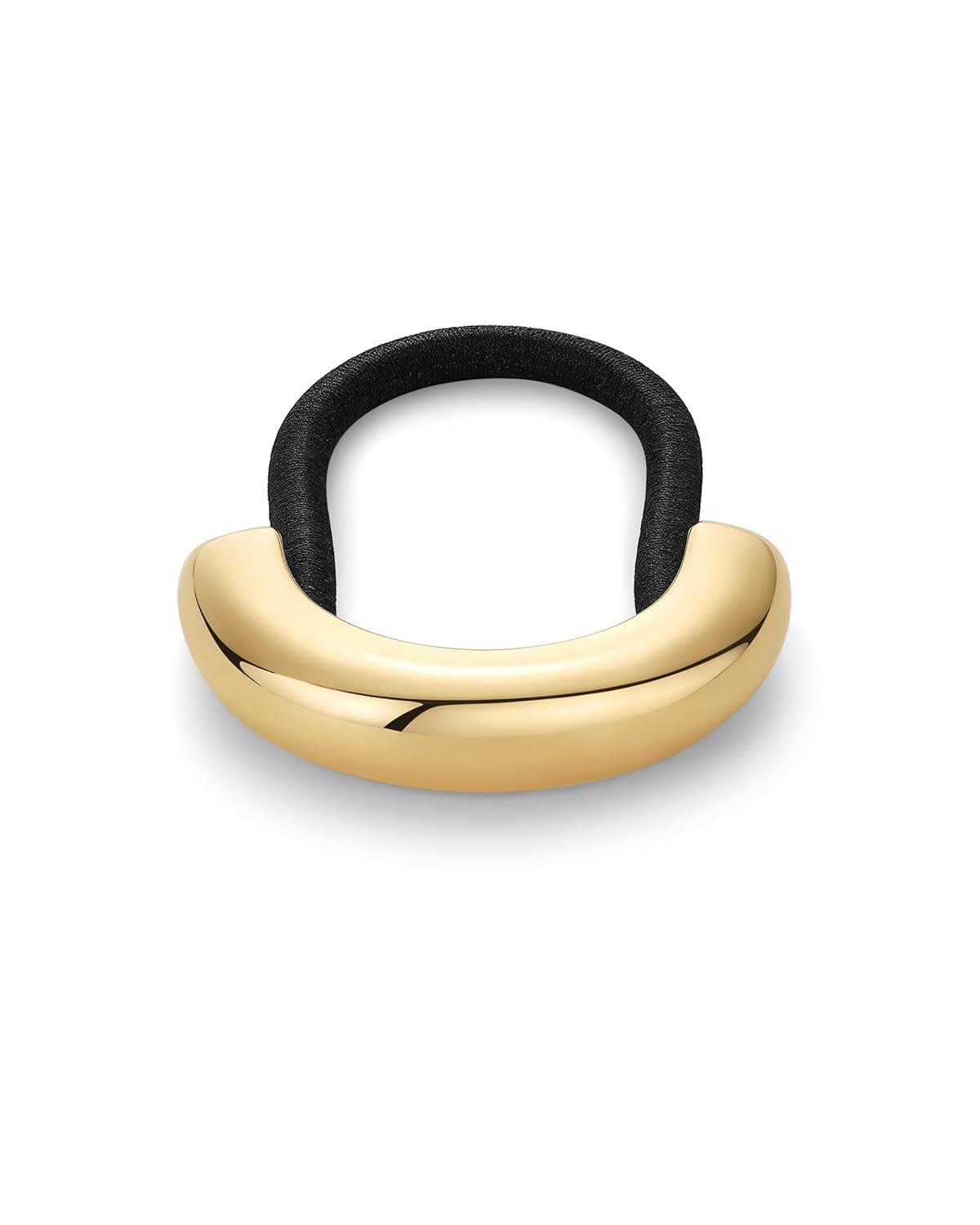 imagePAVOI 14K Yellow Gold Double Arch Chunky Metal Hair Band Ponytail Holders for Women  Stainless Steel Statement Cuff Fashion Accessories  Waterproof Stretchy Gold Hair TiesArch Yellow Gold